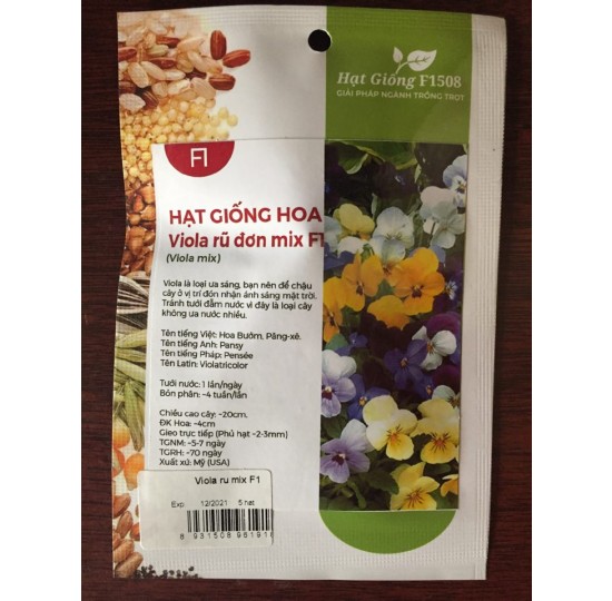 Hạt giống hoa Viola rũ đơn nhiều màu F1508